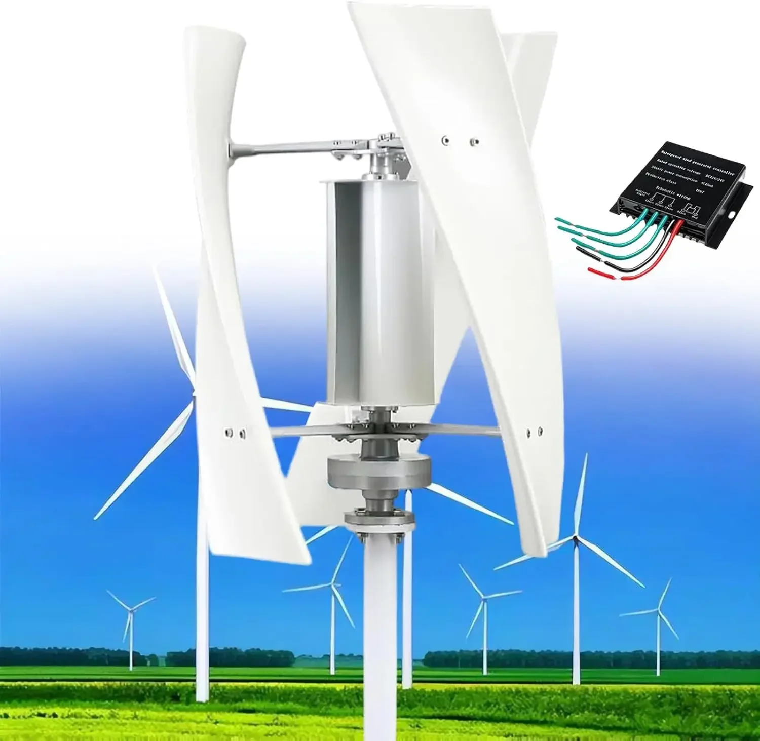 14000W Wind Turbine Generator Kit with MPPT Controller,12V/24V/48V/110V/220V Wind Turbine Vertical Wind Generator Kit, Electrici