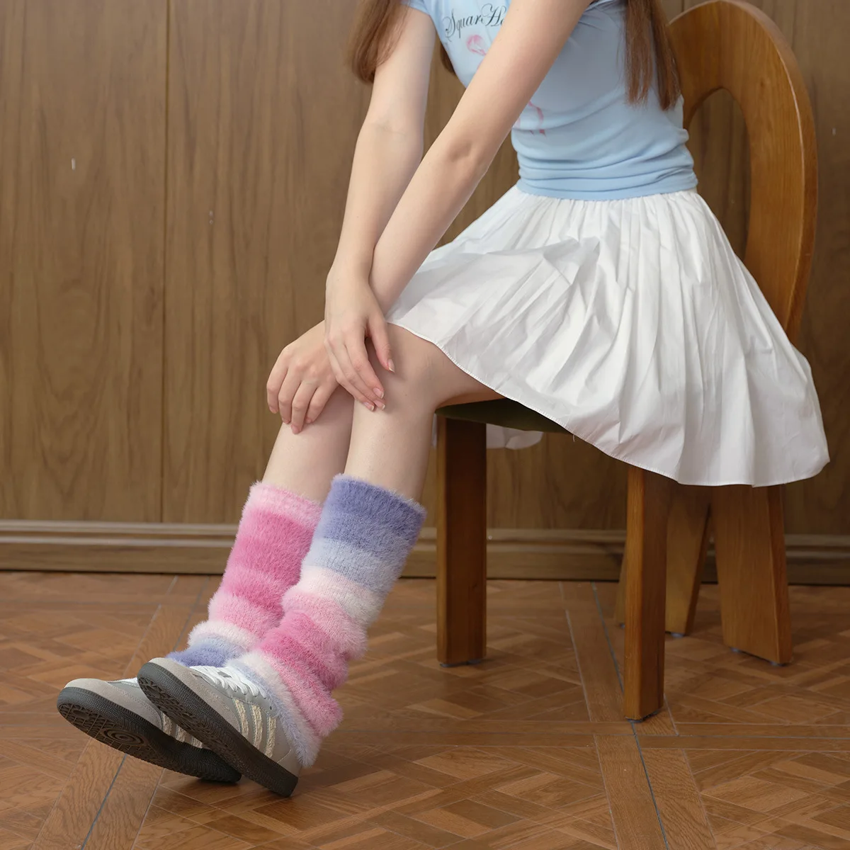 Scaldamuscoli in maglia sfumata di visone finto Donna Primavera Autunno Maniche al polpaccio irregolari in stile giapponese Y2K【Multi colori】