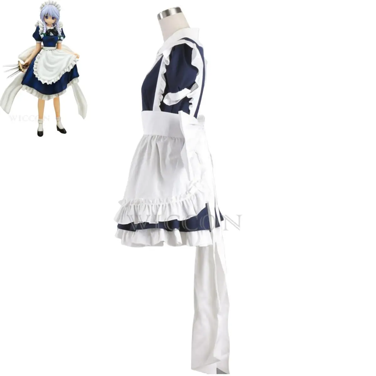 TouHou Izayoi Sakuya Cosplay Costume pour femme, jeu d'anime, perruque, tenue de femme de chambre, robe Lolita, Sexy Kawaii, fête d'anniversaire trempée