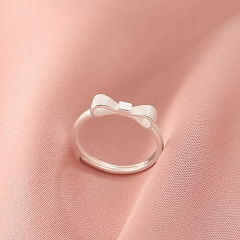 BF CLUB 925 Sterling Silver Ring For Women Jewelry String Bow Finger Open Vintage Handmade Ring Allergy For Party Birthday Gift