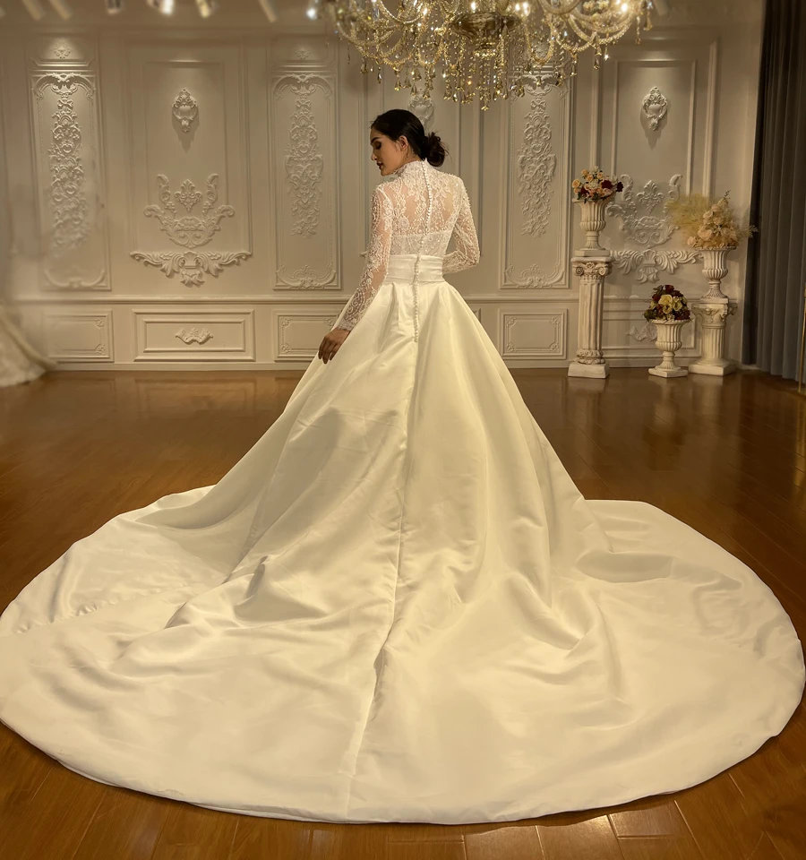 ized NS 4544 Elegant Lace With Satin Skirt Wedding Dress