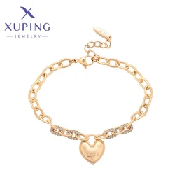 Xuping Jewelry Fashion High Quality Heart Shape Gold Color Bracelets for Women Girl Party Gifts S00082498