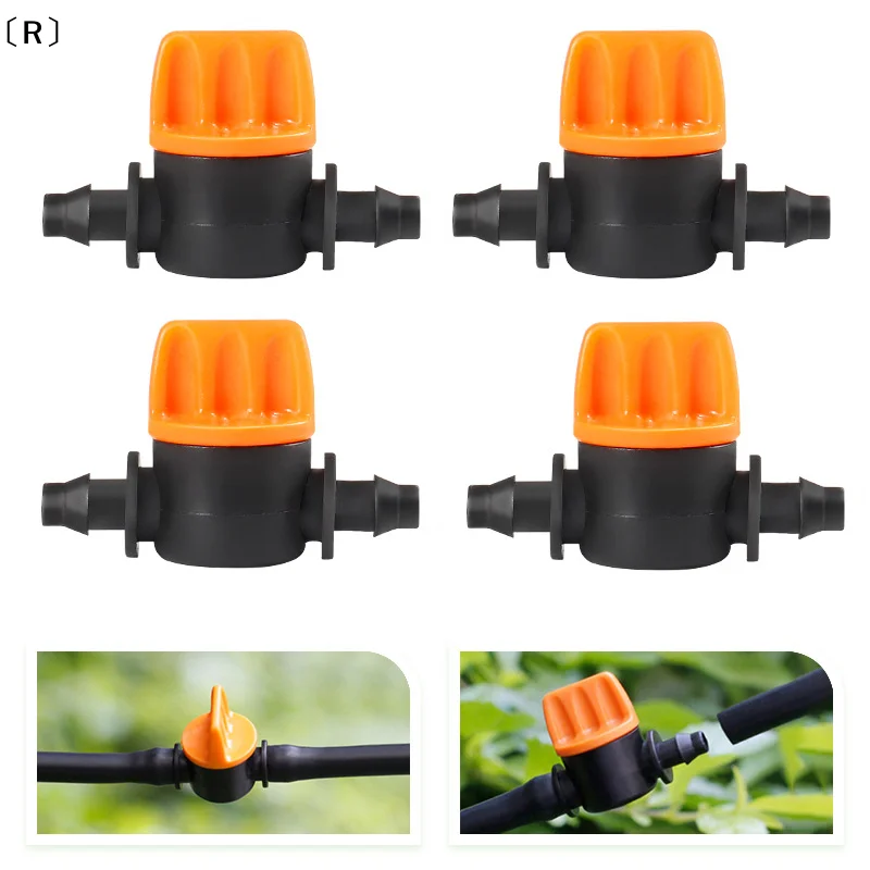 〔R〕10Pcs Drip Irrigation Valve 4/7MM Drip Irrigation Switch 4MM PVC Pipe Drip Irrigation Mini Valve For Greenhouse Garden Lawn