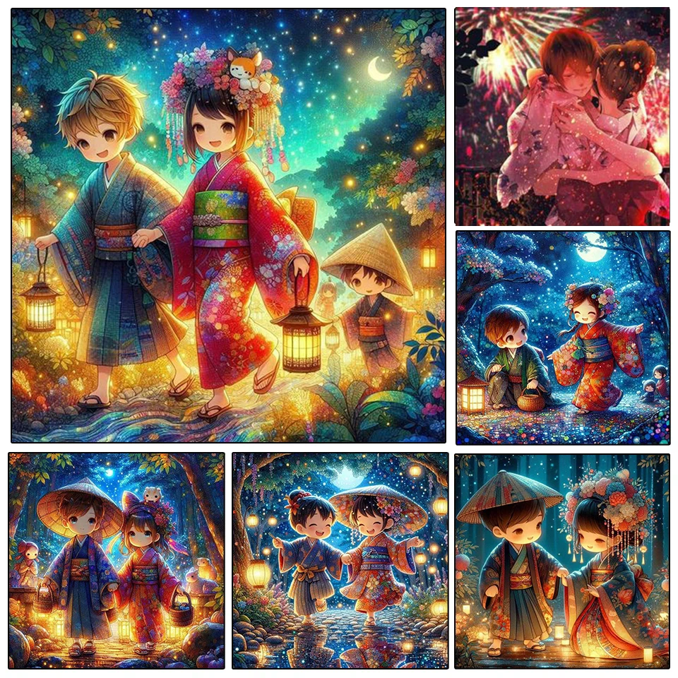 DIY 5D Diamond Painting Fireworks Festival Boys and Girls Full Diamond Embroidery Sale Festival Pictures Home Decoration