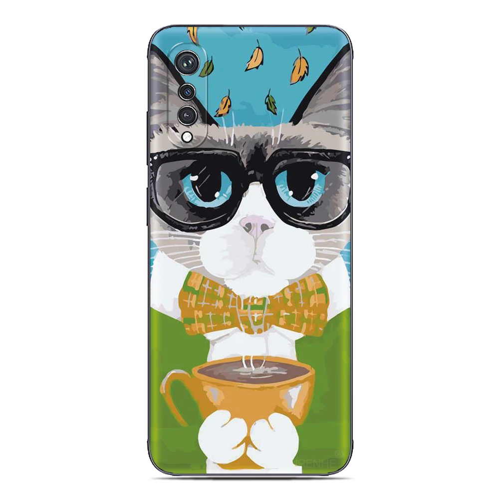 블랙뷰 웨이브 9C 8C 6C 샤크 9 컬러 6 8 오스칼 C80 C70 C30 프로 플랫 2 1C 타이거 13 12 10 폰 케이스용 고양이 차 귀여운 커버