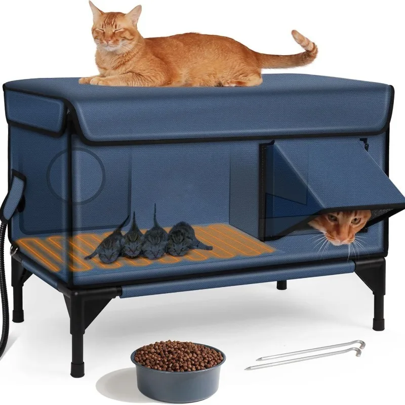 Waterproof Cat Houses Outdoor Foldable Cats Houses Heating Insulation Windproof Cats Bed Pet Kitten Safety Sunproof Beds Product