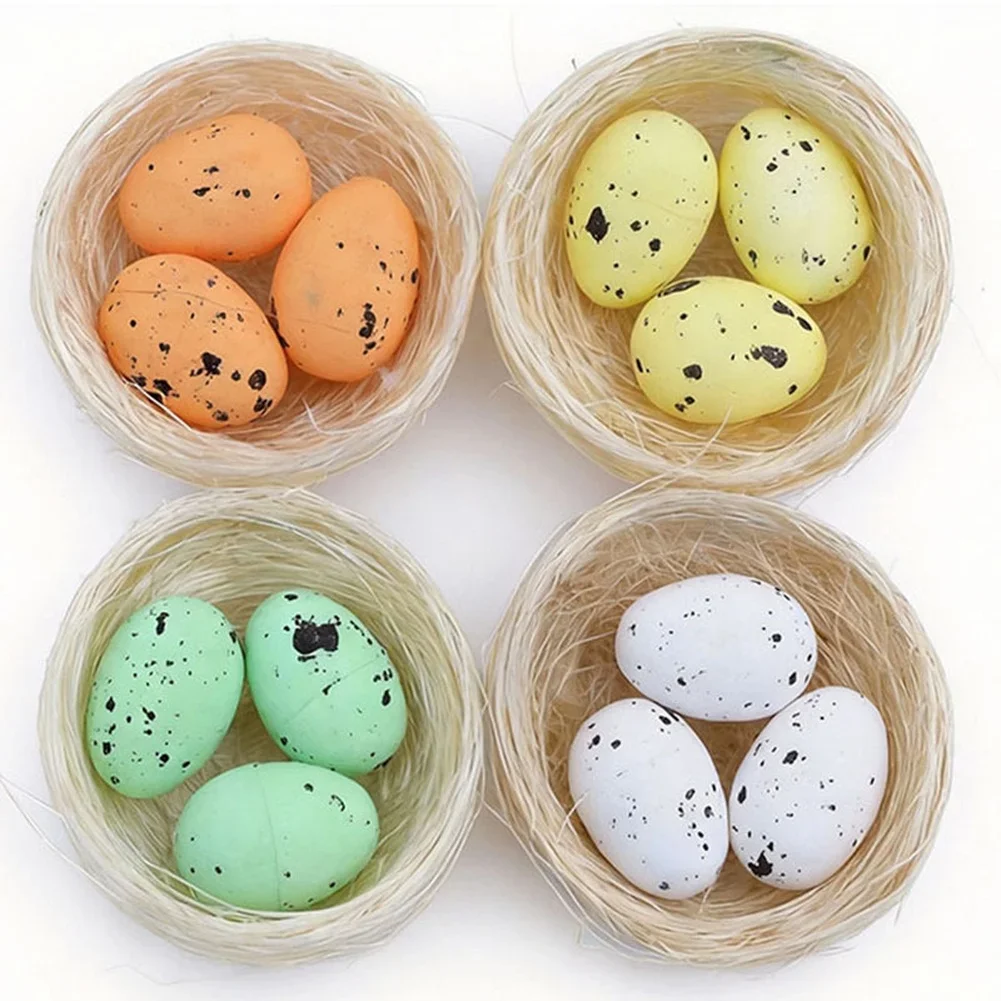4Pcs 3/ Bird Easter Nest-Shaped Egg Decorations Foam and Supplies Holiday for Scene Easter Home Decor and Holiday-Themed Display