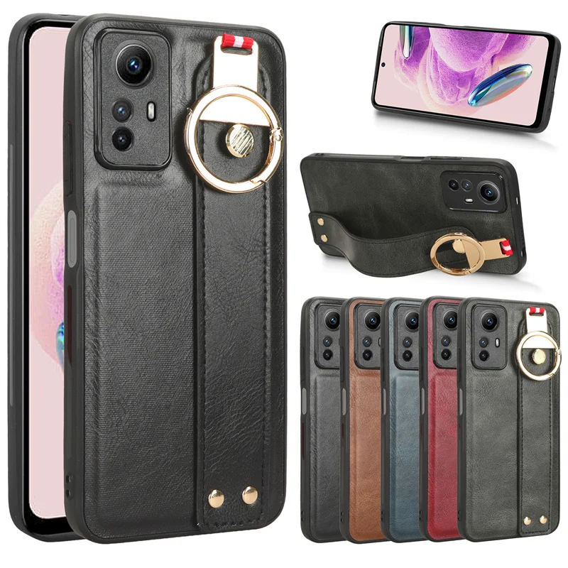 

Suit Redmi Note 12s 4G skin PU New Wristband Rear Case with Lanyard for Xiaomi Redmi Note 12s Phone Case