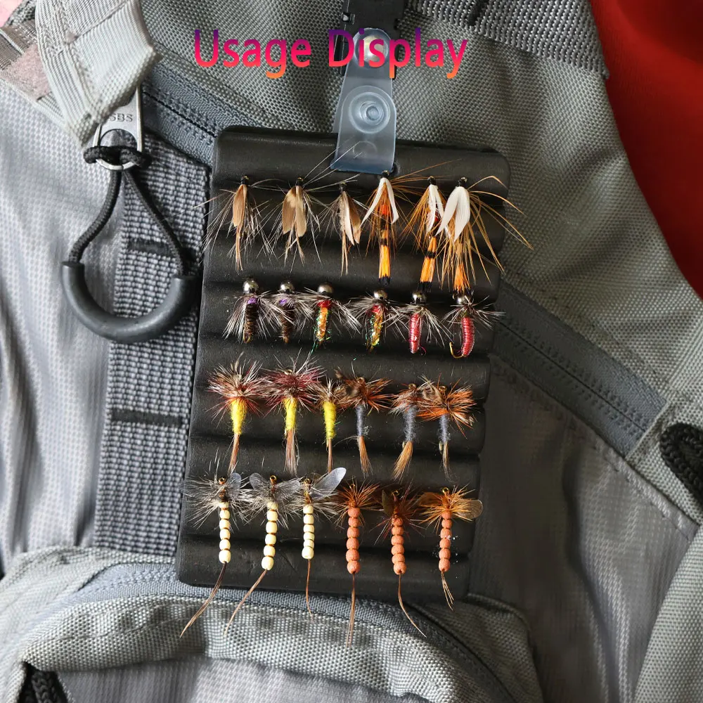 Bimoo 1/2PCS Fishing Fly Rippled Foam Patch For Vest with Cilp Dry Nymph Fly Holder Tool Potable Fly Fishing Accessories Tackle view 4