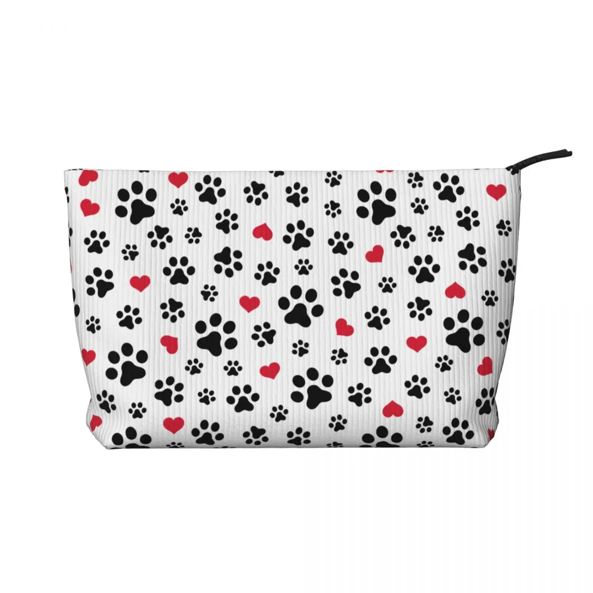 Custom Dog Paw Cat Heart Footprints Travel Toiletry Bag for Women Corduroy Makeup Cosmetic Organizer Beauty Storage Dopp Kit