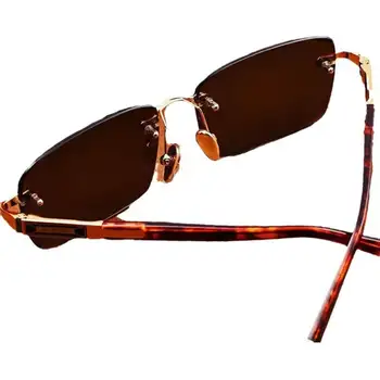 復古無框男士太陽眼鏡 綠色水晶石騎乘護目鏡 豹紋戶外太陽眼鏡 駕駛眼鏡 8 最佳銷售 綠色眼鏡 - №3