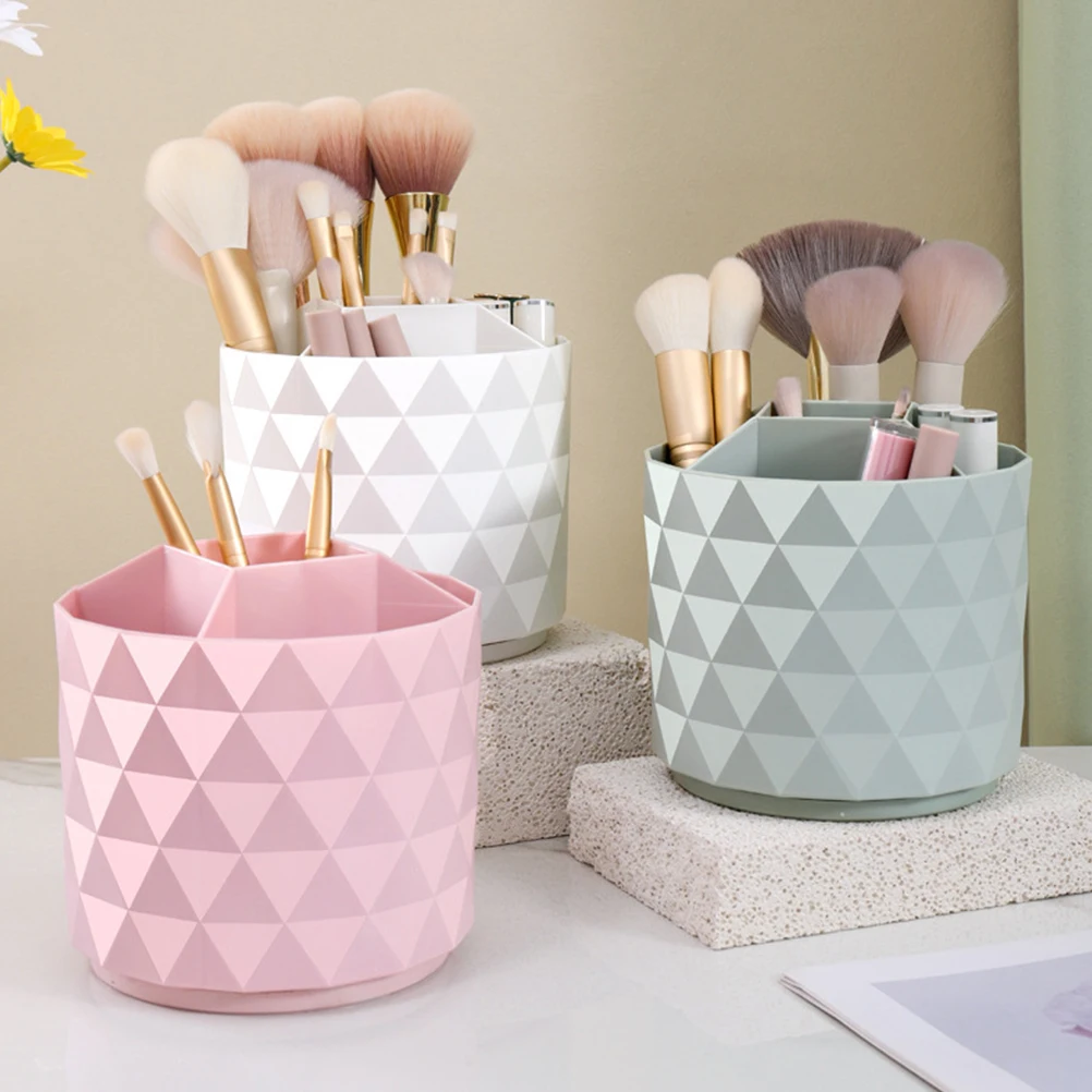 

3Pcs Makeup Brush Organizer Sturdy PP Material 360 Degree Rotating Holder for Vanity Tabletop Storage of Brushes Pens Lipsticks