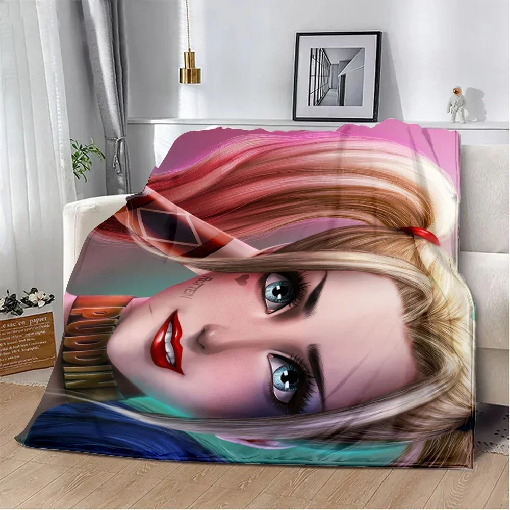 

Villain Girl H-Harleys Quinn Printed Blanket Picnic Blankets Warm Blanket Soft and Comfortable Blanket Home Travel Birthday Gift