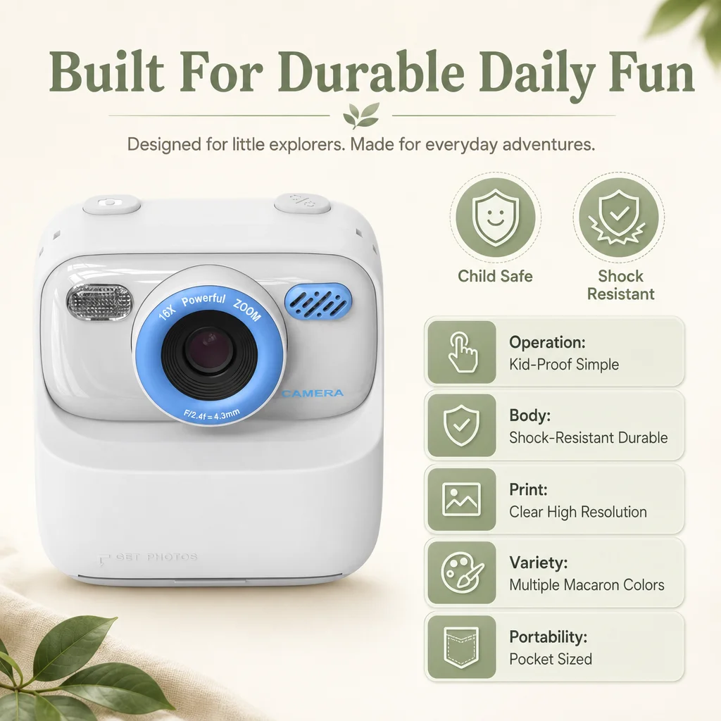 Children's Camera High Definition Dual Lens Printing Paper Christmas Birthday Gift Toys 3-16 Years Old Toddlers and Teenagers