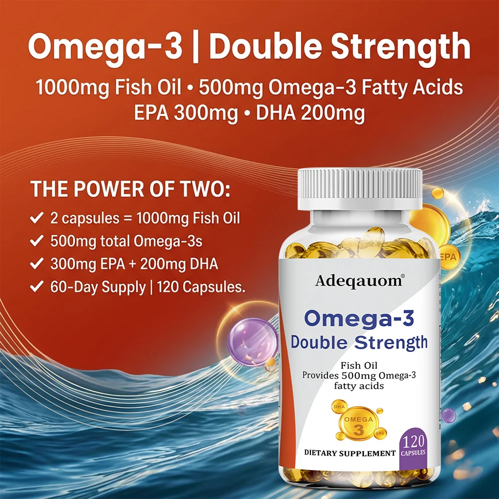 Omega-3 Fish Oil Softgels 1000mg, High EPA & DHA, Supports Skin, Hair, Immune, Memory, Intelligence & Overall Daily Wellness