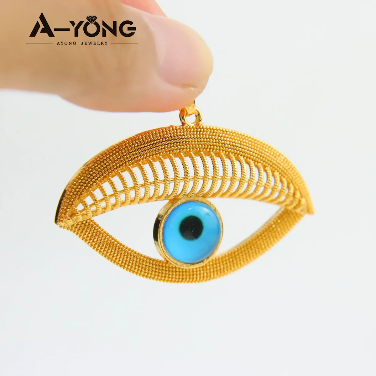 Arabische Mode Quasten-Anhänger 21k Vergoldete Zirkonia-Augen Hip-Hop Halskette Anhänger Dubai Damen Event Party Schmuck Geschenke – Detail 18