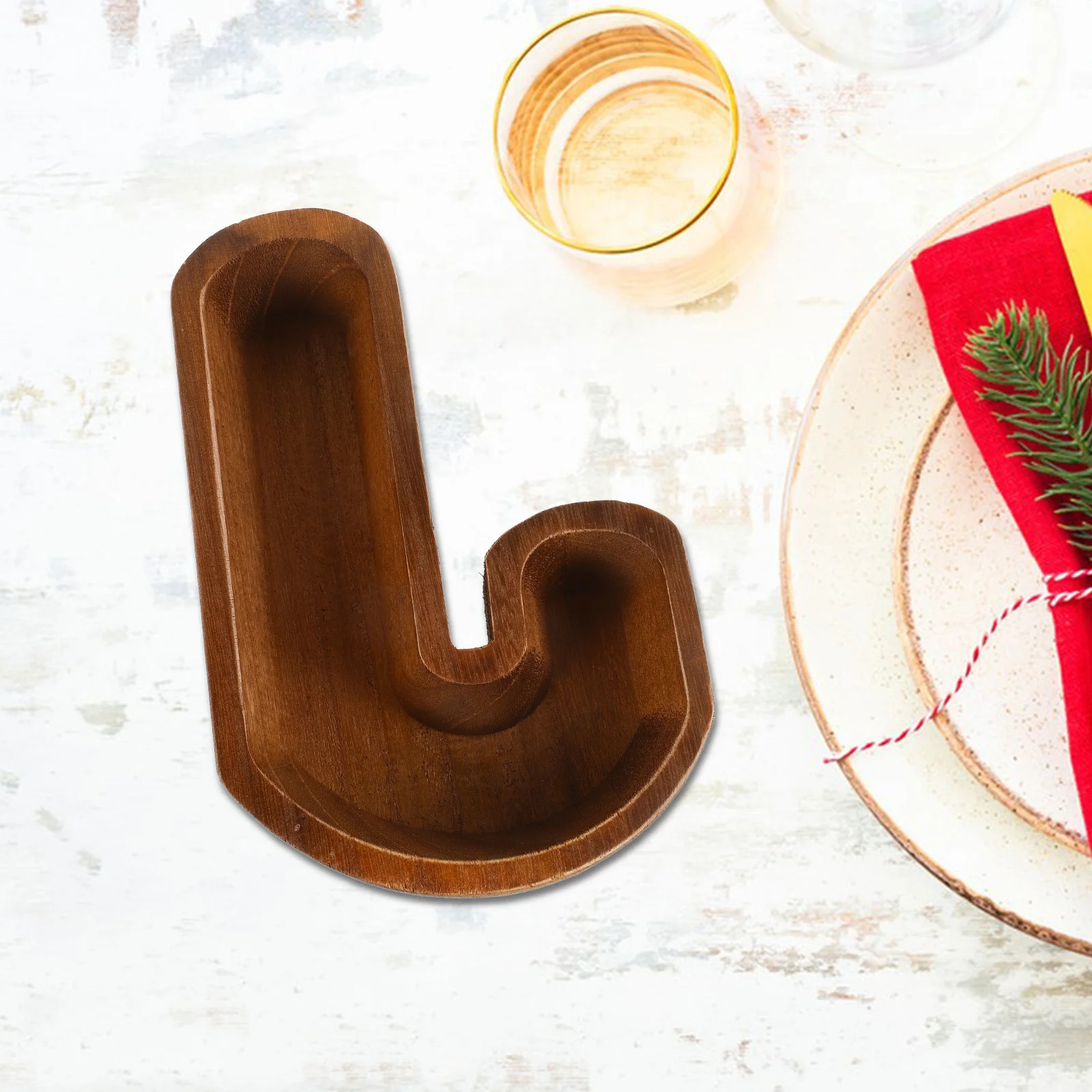 

Christmas Cane Style Wooden Serving Tray for Nuts Snacks Fruits Party Food Display Reusable Holiday Decor Item