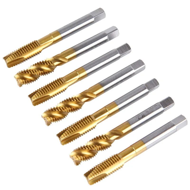 M12 Tapping Drill Bit Titanium Plated Straight Groove Spiral Tap for Stainless Steel