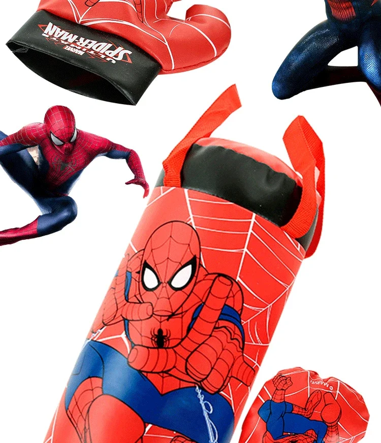 Disney Spidermans-Bolsa de arena de Anime para niños, bolsa de boxeo duradera, guantes de Fitness, Kick Fight, Taekwondo, juguete de regalo de