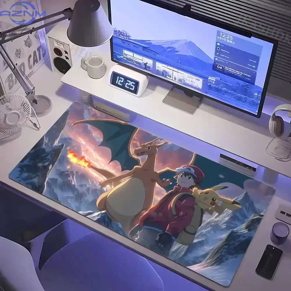 Pokemon Charizard Mountain Adventure Anime Scene Large Desk Mat Non-Slip Lock Edge Gaming Mousepad