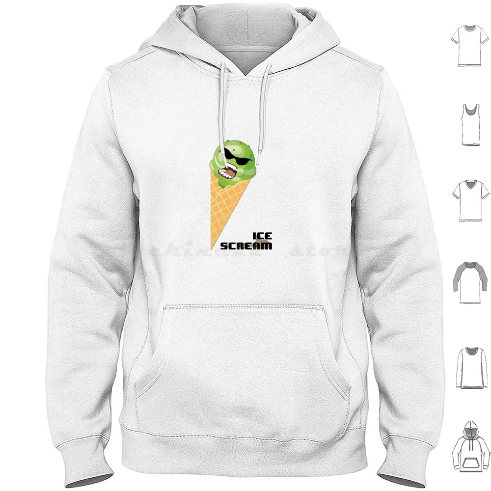 Sudaderas con capucha de helado de manga larga, helado divertido de verano, helado, postre, comida bonita, diversión, vainilla dulce