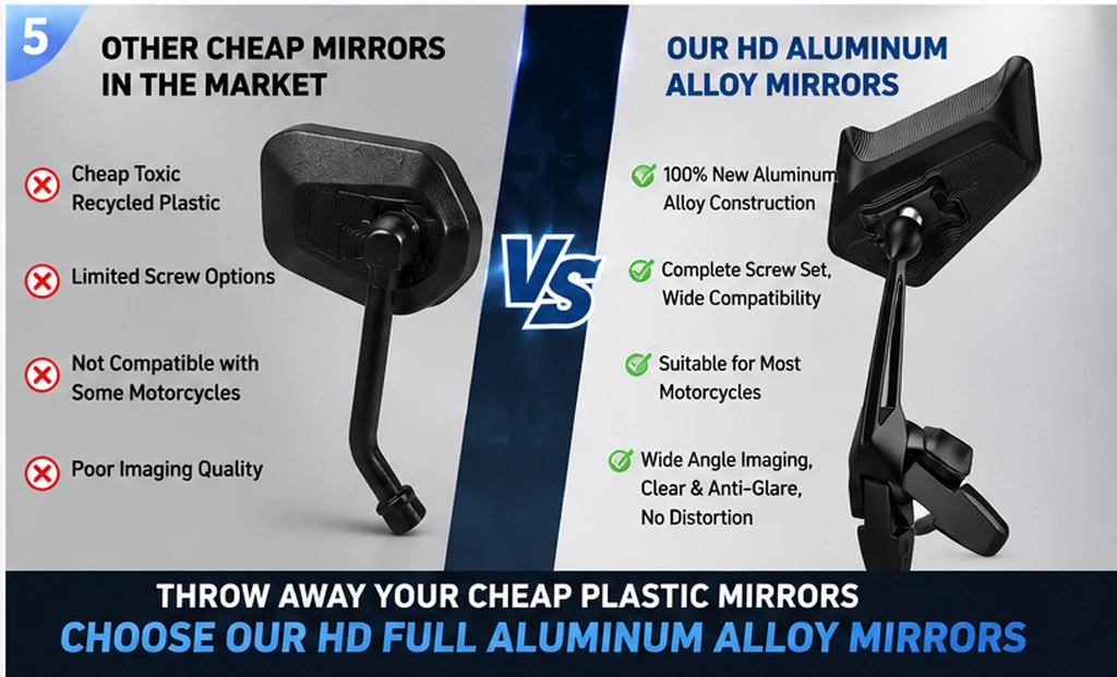 No Blind Spot CNC Motorcycle All Metal Bule glass Mirror Wtih LOGO For Cagiva Mito 125 Raptor 650 1000 Canyon 500 600