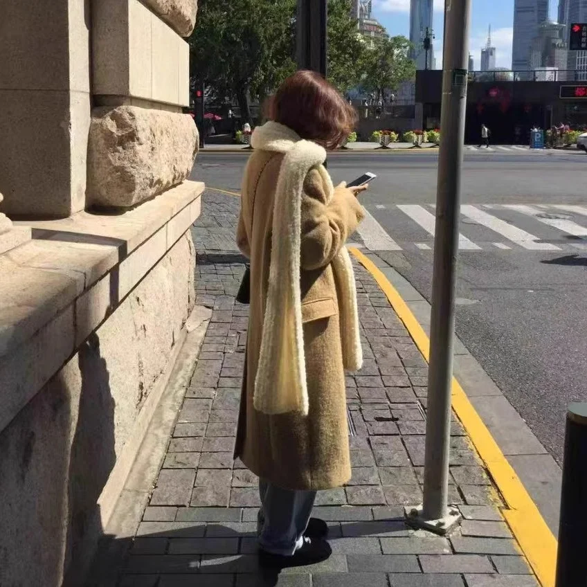 

Long Woolen Overcoat Loose Fit oulder Slimming Mid-Length Button-Up Single-Breasted Commute Sle No-Pilling Lapel Coat