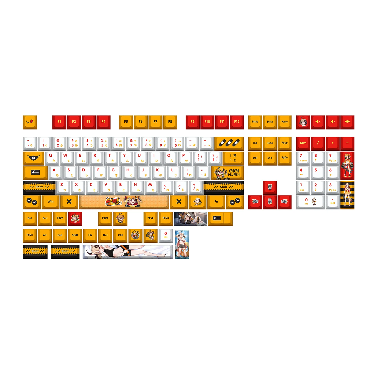 

132 клавиши Kiki Mullin Theme Keycaps Custom Chreey PBT Аниме игры Симпатичные периферийные устройства Dye-Sub Doujin KeyCap Механические колпачки для клавиатуры
