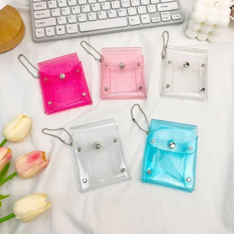 Small Transparent Bag Keychain Coin Purse Pvc Clear Mini Purses Kids Girls Key Lipstick Earphone Coin Storage Bags Wallet Pouch
