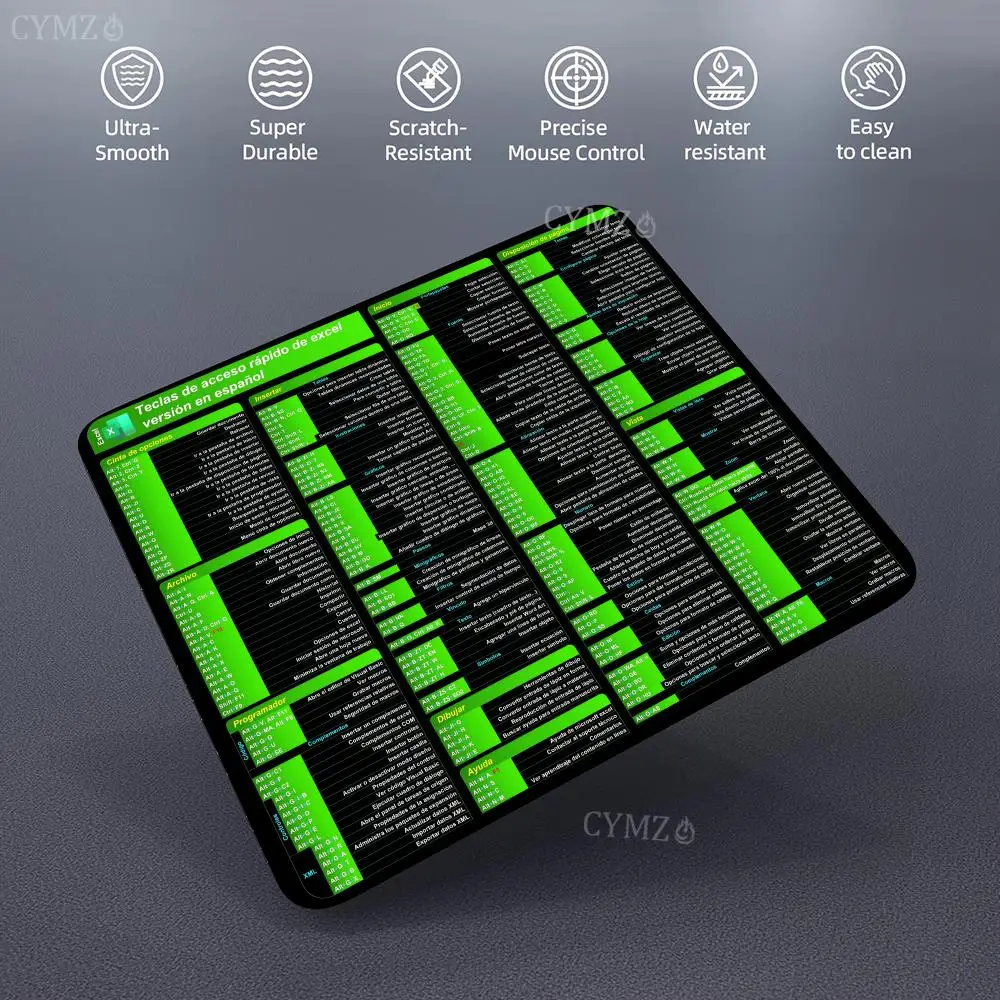 لوحة ماوس إسبانية، لوحة مفاتيح اختصار برامج المكتب ولوحة ماوس، مفاتيح اختصار ممتازة، مريحة لاستخدام حصيرة المكتب