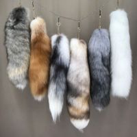 natural fox fur tail keychain furry 2024 chic y2k  beautiful accessory length 40 cm Car Keychains For Women