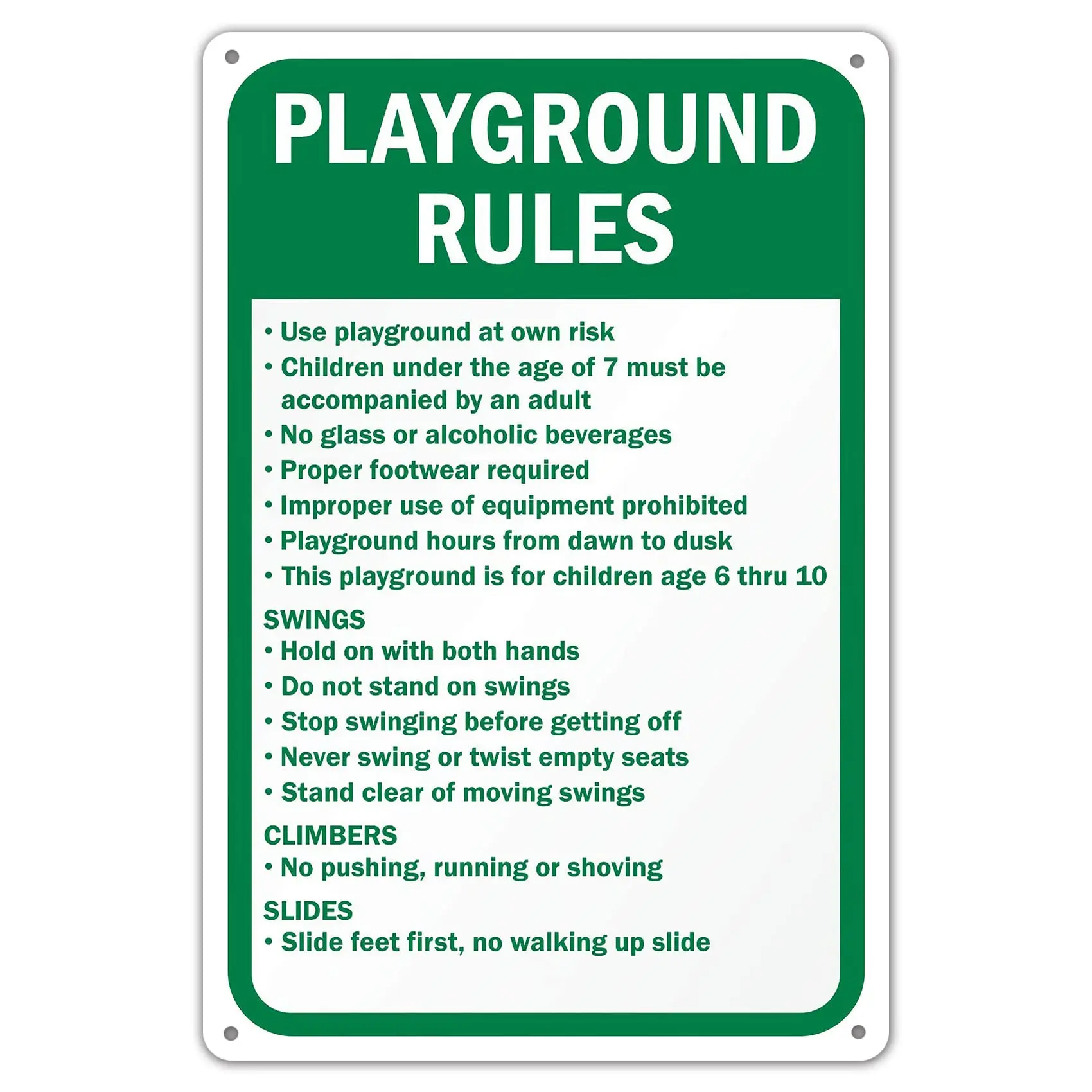 Agedsign Playground Rules Safety Sign Tin Signs Caution Warning Sign Outdoor 8x12 sign