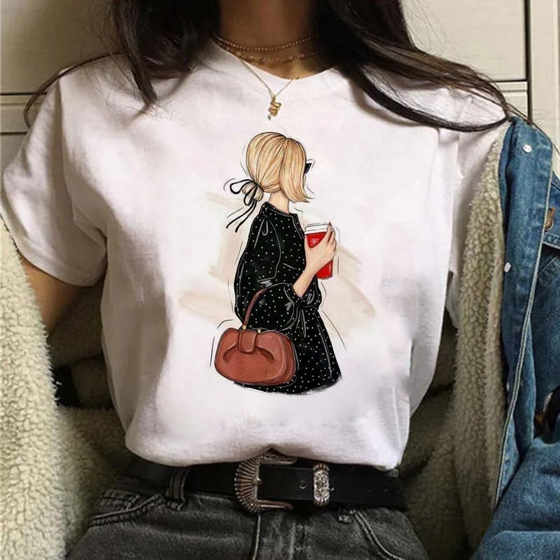 

Модная женская Повседневная белая Базовая рубашка City Girl большого размера, футболка с коротким рукавом, футболка оверсайз, женская одежда, топы