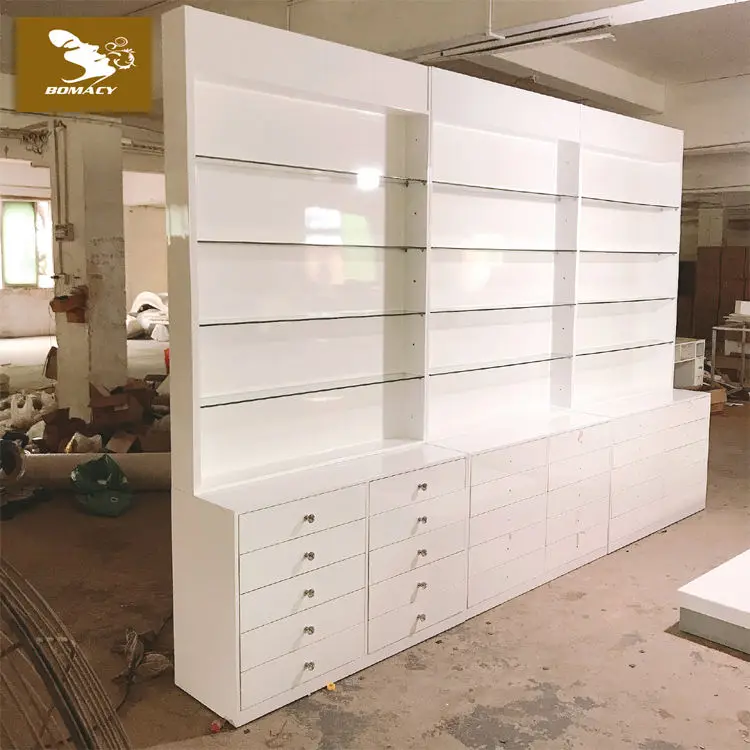 

Beautiful Modern Design Nail Salon Furniture Polish Floor Standing Nail Rack With Drawers
