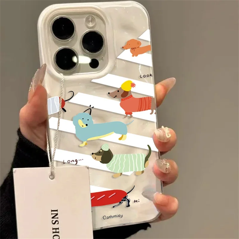 

Cute Dachshund Sausage Dog Phone Case for iPhone 17 Air 16 15 14 13 Pro Max 15 Plus 11 12 13 Pro Shockproof Soft Cover