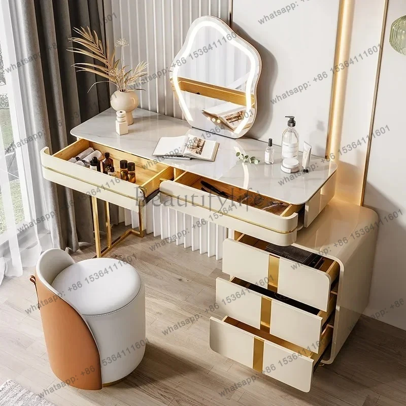 SSSLXLight luxury high-end rock slab dresser storage cabinet integrated bedroom modern simplicity, makeup table