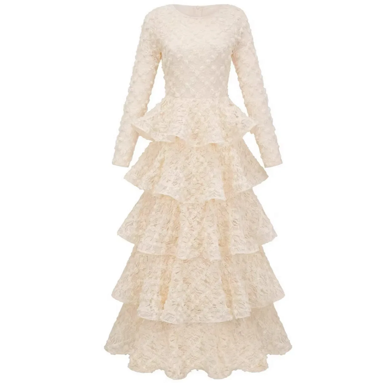 Summer Embroidery Lace Prom Dress Women French Luxury 3D Flower Short Sleeve Long Dresses Party Bodycon Holiday Cake Vestido