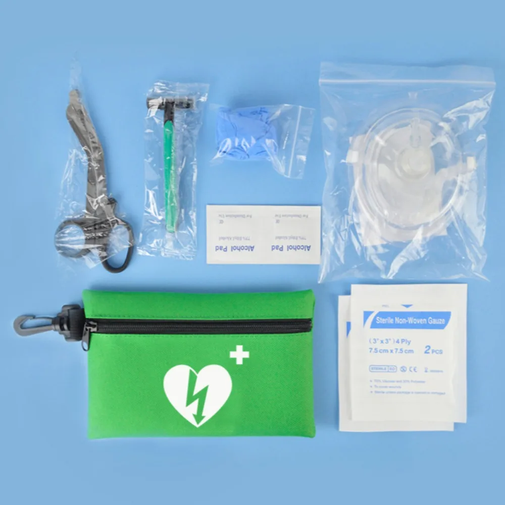 AED First Responder Kit with CPR Rescue Mask Need to Prepare Cardiac Arrest Patients for Life-saving Treatment