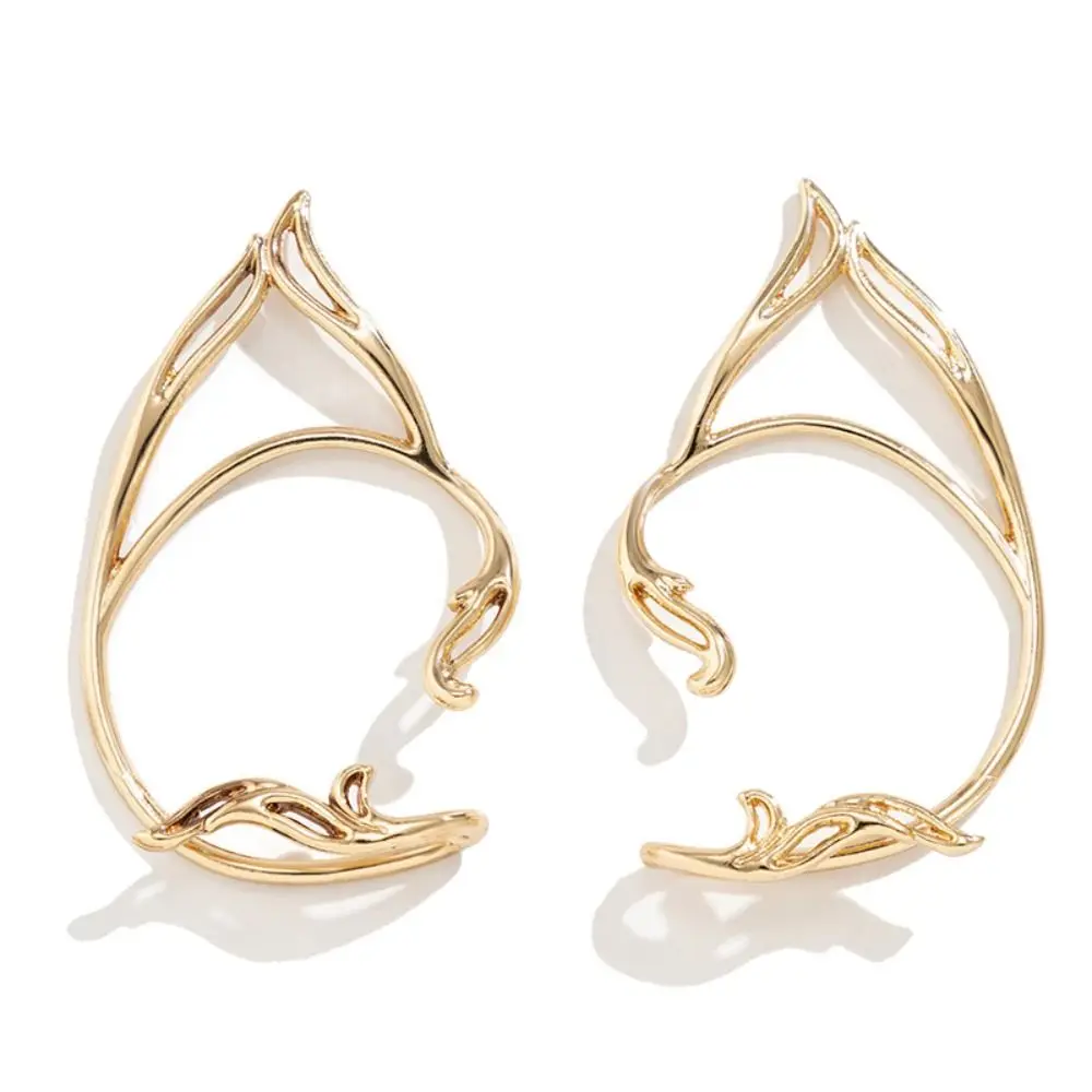 Goth Alloy Elf Ear Clip Korean Style Ear Hook Cat Ear Hollow Ear Clips Ear Cuff Single Side Earrings Women