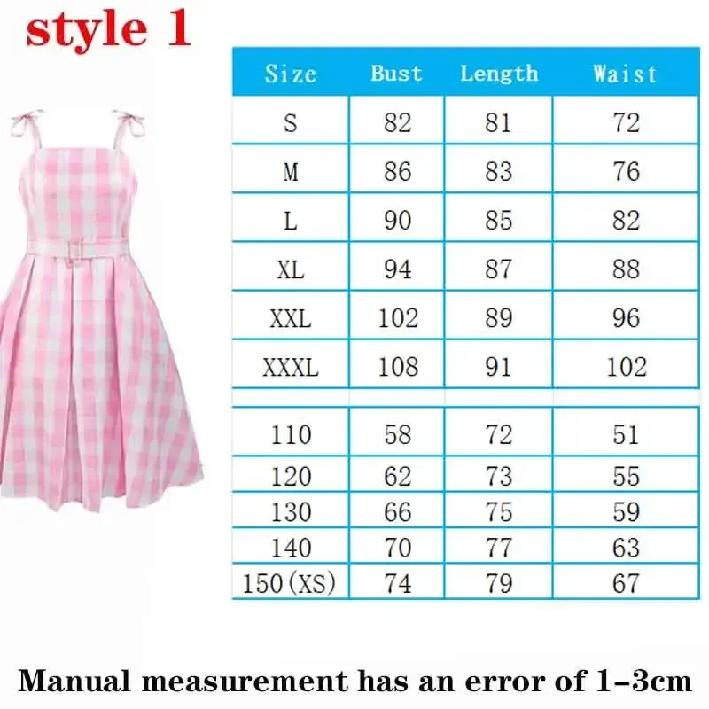 Movie Barbi Cosplay Costume for Women Margot Robbie Pink Dress Ken Ryan Gosling Barbi Dress for Girls Kids Halloween Outfit 2023