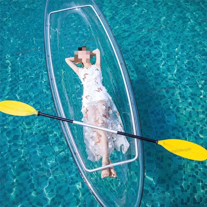 PC Transparent Boat Double Transparent Canoe Canoe Internet Celebrity Glass Boat Transparent Crystal Boat Scenic Area Rowing