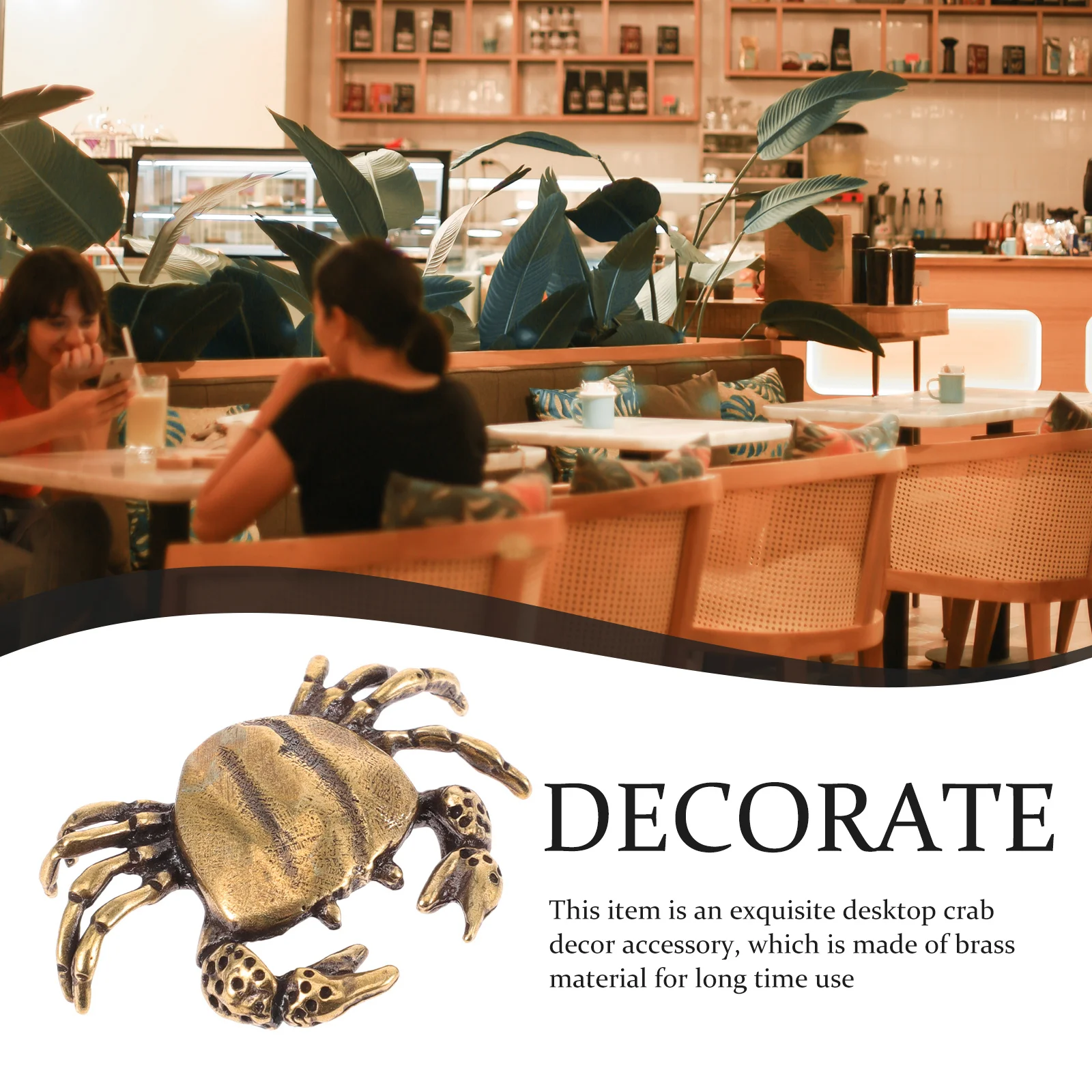 

Retro Brass Crab Statue Home Decor Exquisite Craftsmanship Stable Flat Bottom Room Bedroom Table Shelf Decoration