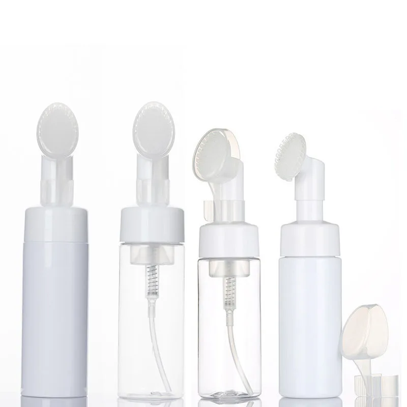 10PCS 100-250ml Soap Foaming Bottle Facial Cleanser Foam Maker Bote With Silicone Clean Brush Face Washing Mousse Pump Container