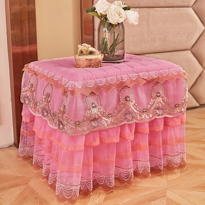 

Lace bedside table dust cover cabinet cover bedroom square table
