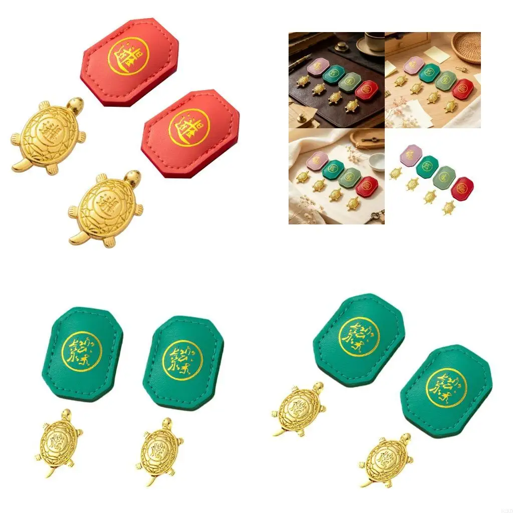 62KD Golden Turtles Feng Shui Amulets Entryway and Desk Figurine Display Set with Fortune Theme, Metal Finish, and Card for