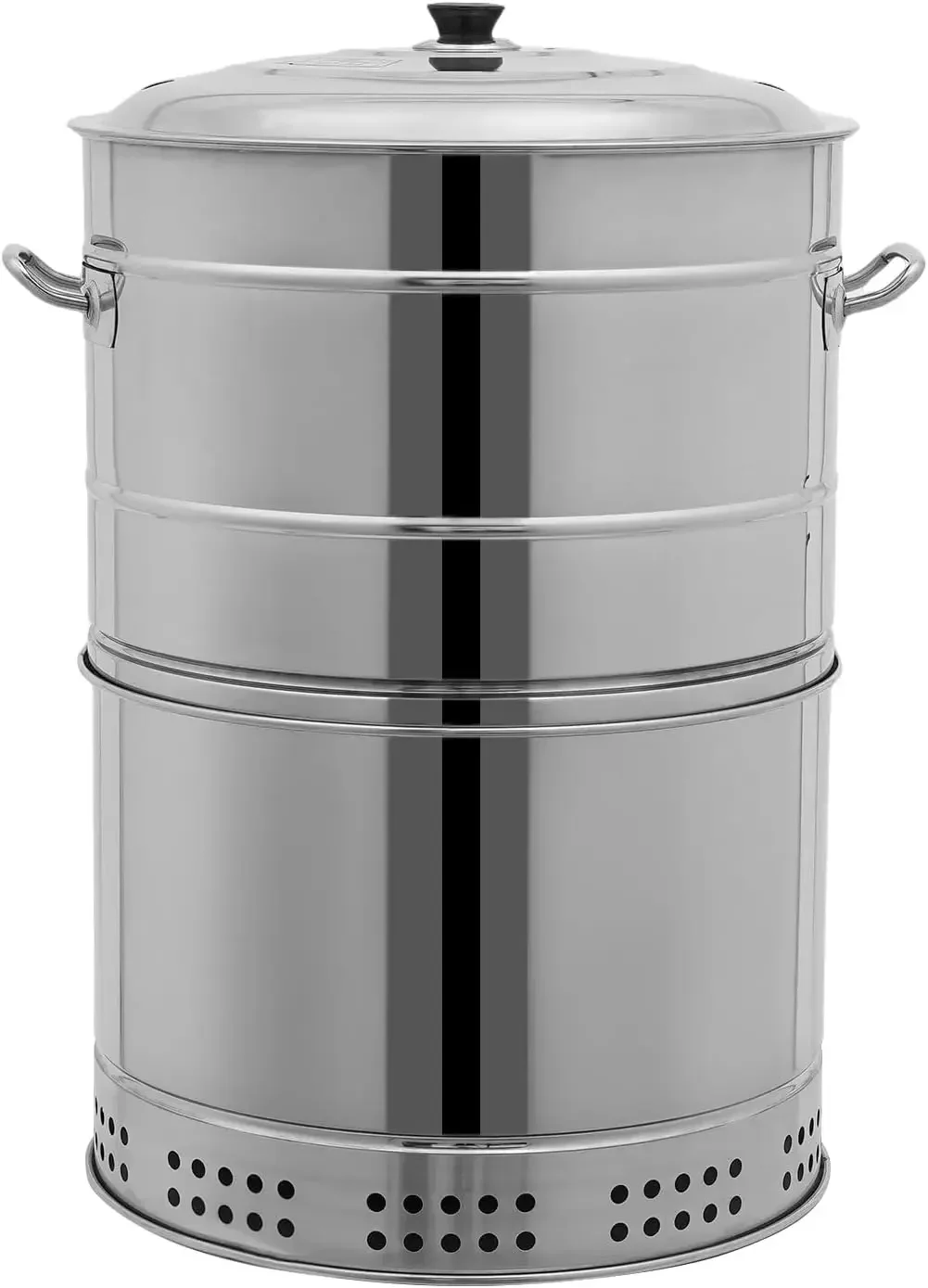 Stainless Steel Smokeless Barbecue Surround Charcoal Grill, 50 Kabob Skewer Portable Charcoal BBQ Charcoal Barrel Smoker with Gr