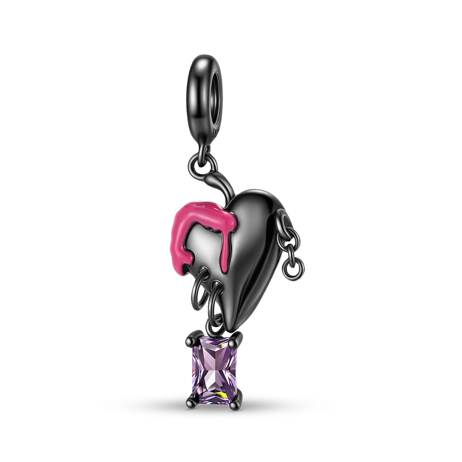 

Хэллоуин расплавленные капли черное сердце нерегулярные бусины из стерлингового серебра 925 пробы подходит для оригинального браслета DIY кулон ожерелье для женщин