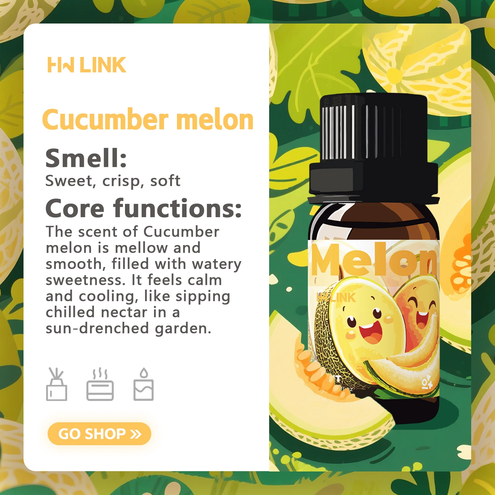 10ml Cucumber Melon Fragrance Oils For Candles Making/Diffusers Home Fruits Fragrance Oil With a Long-Lasting Fruity Scent Gift