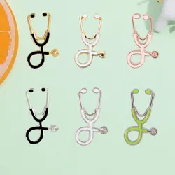 Geometric Doctor Stethosc6pcs Ope Creative Design Chest Needle Color Alloy Pin Silver Oil Dropping Emblem