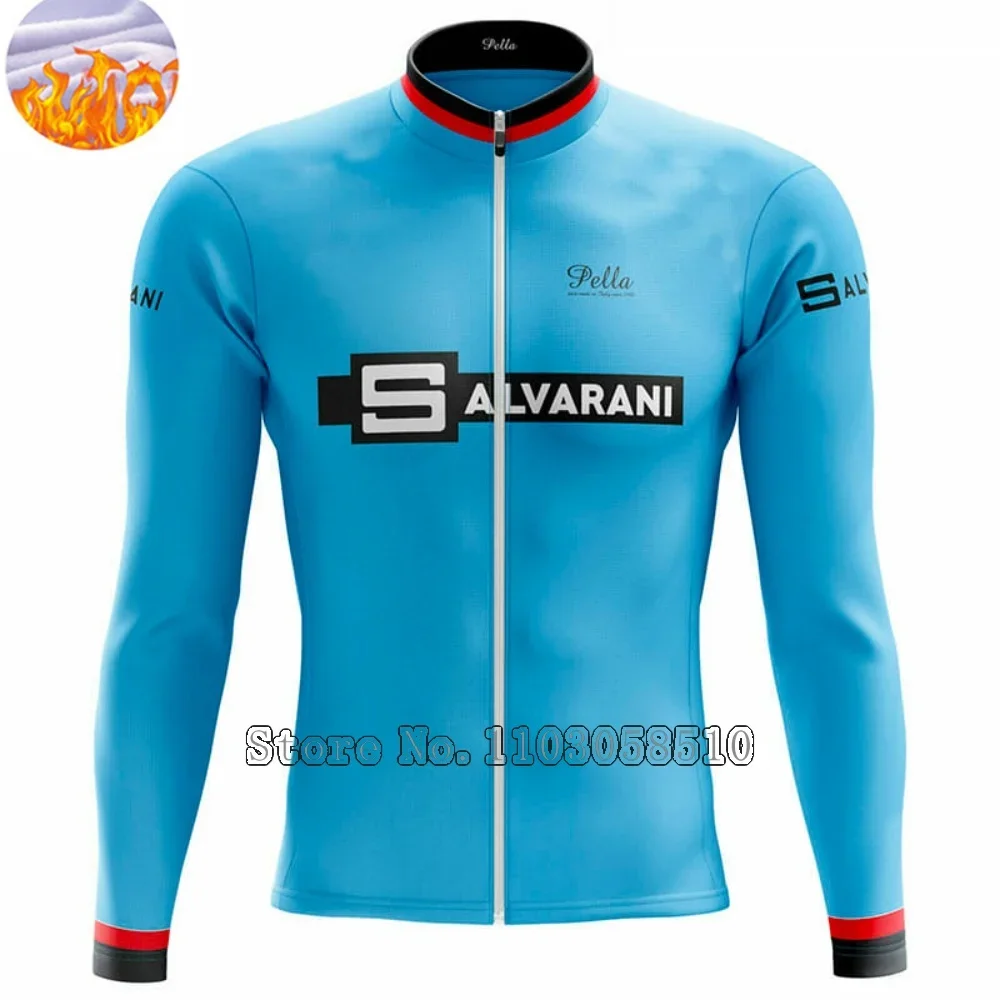 pella blue Men winter Bicycle Clothing Road Racing Clothes Breathable fleece flannel Bike Shirt Long Sleeve 10-15°Cycling Jersey